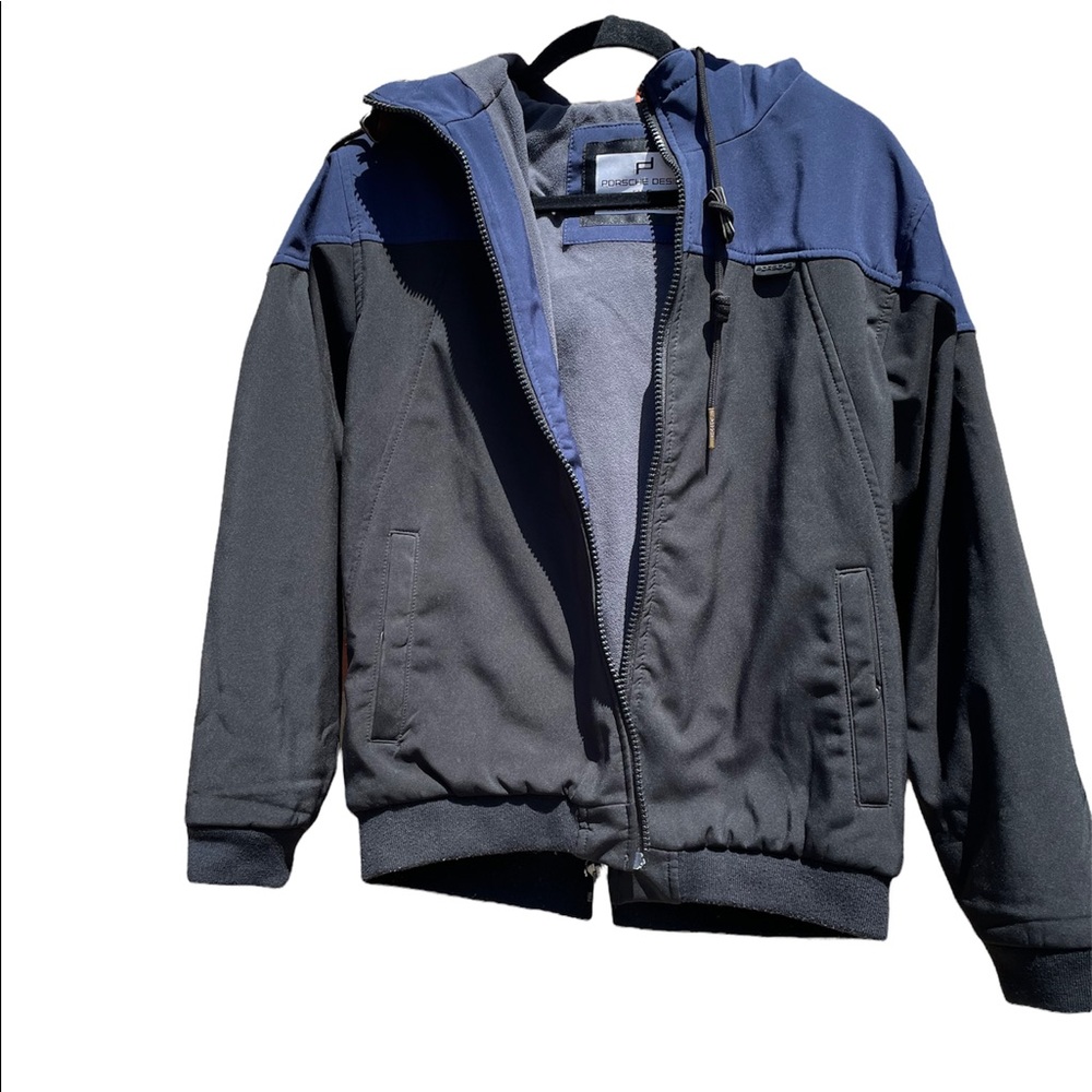 Porsche Design jacket hooded blue black XS fleece lined